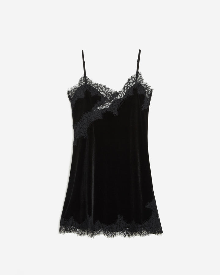 Short velvet dress with lace noir Blair