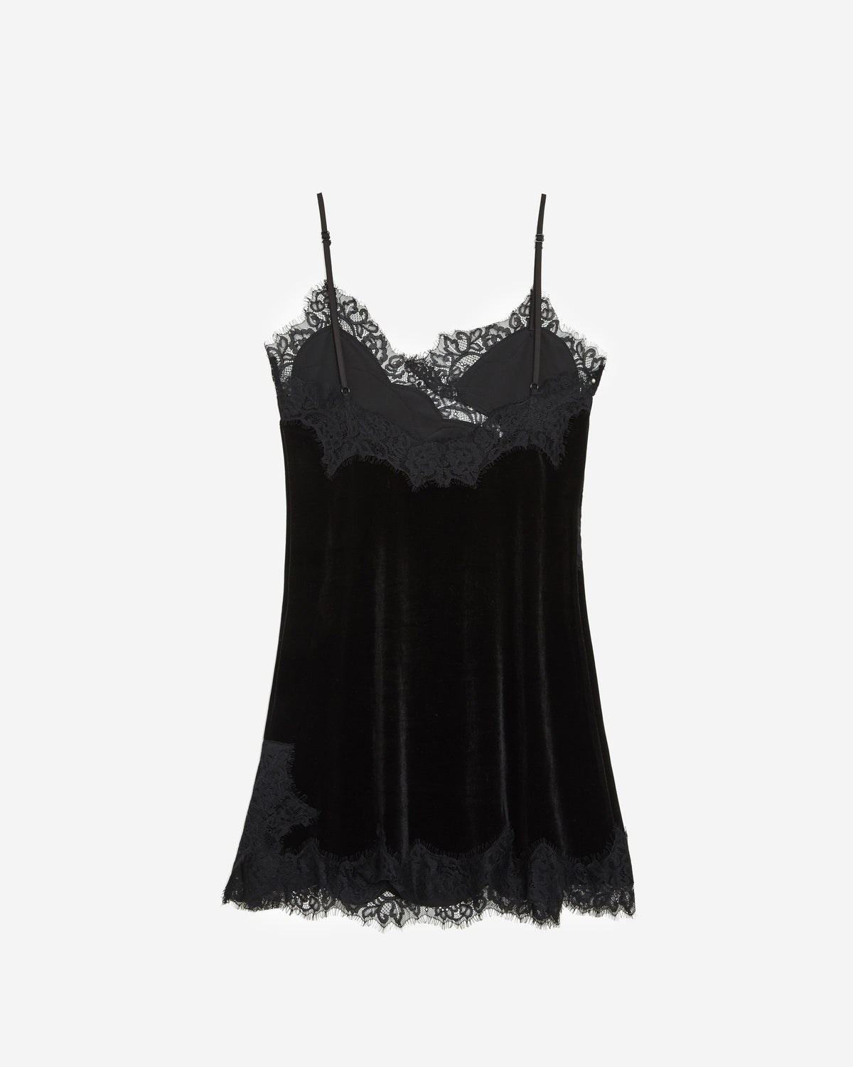 Short velvet dress with lace noir Blair