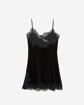 Short velvet dress with lace noir Blair