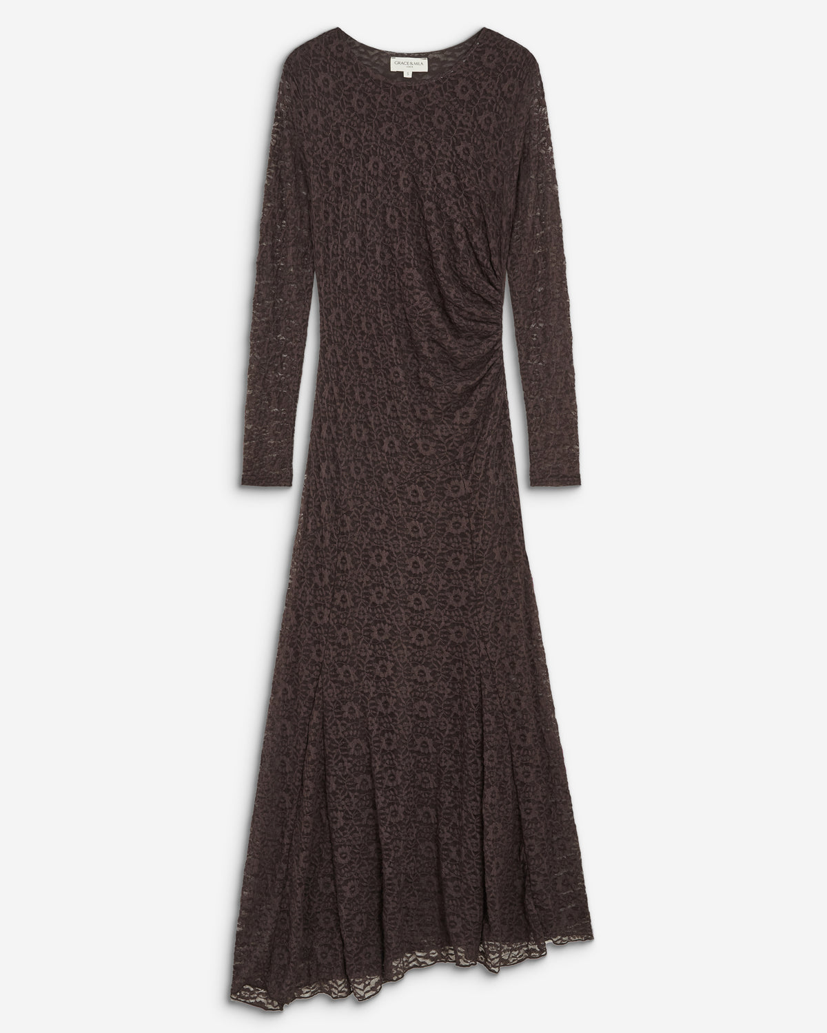 Vestido largo de encaje chocolat Bianca
