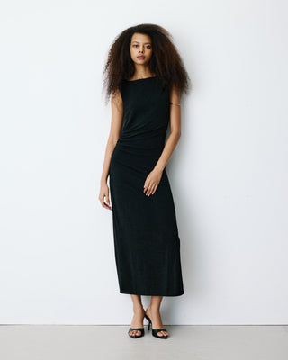 Lurex jersey midi dress noir Brigitte