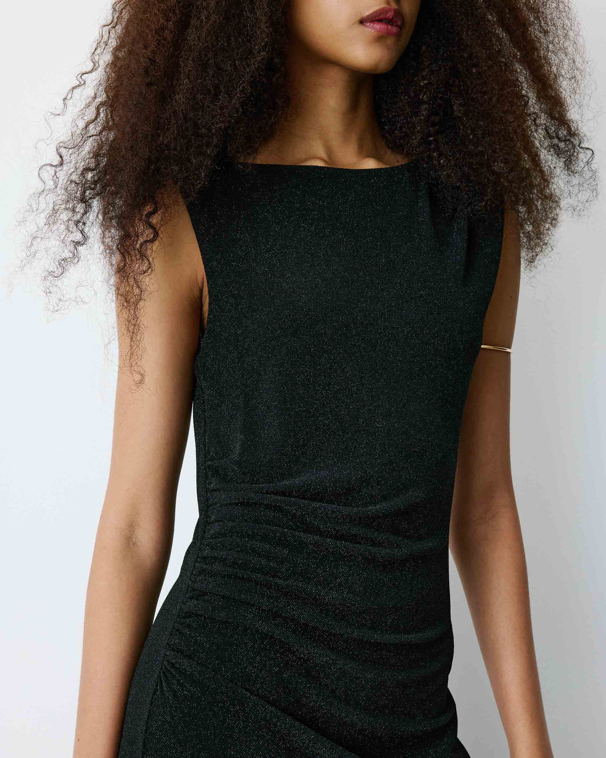 Lurex jersey midi dress noir Brigitte