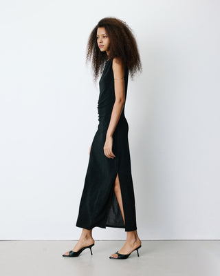 Lurex jersey midi dress noir Brigitte