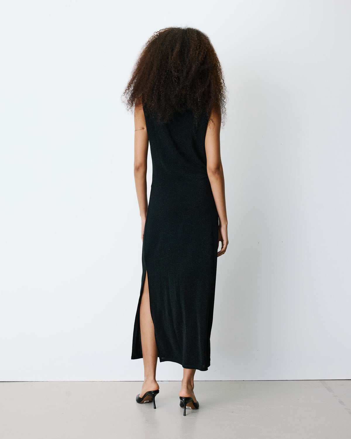 Lurex jersey midi dress noir Brigitte