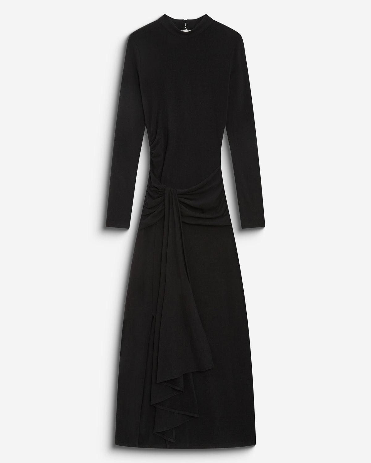 Robe longue ajustée dos nu à nœud devant noir Britney
