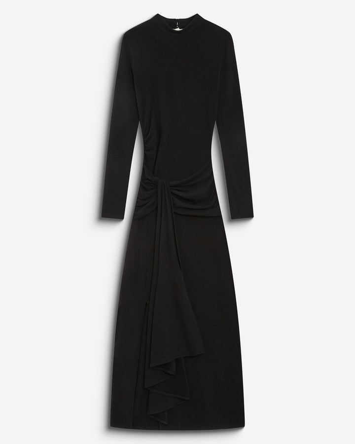 Robe longue ajustée dos nu à nœud devant noir Britney