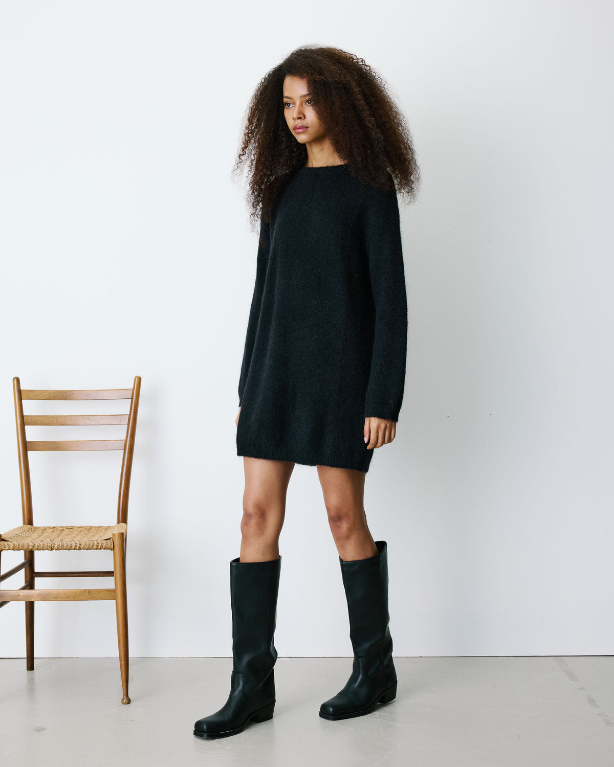 Knitted dress with lace back noir Beckham