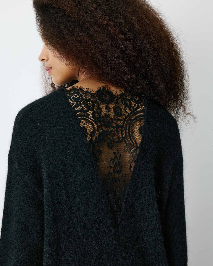Knitted dress with lace back noir Beckham