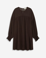 Short sheer-neck dress chocolat Belya
