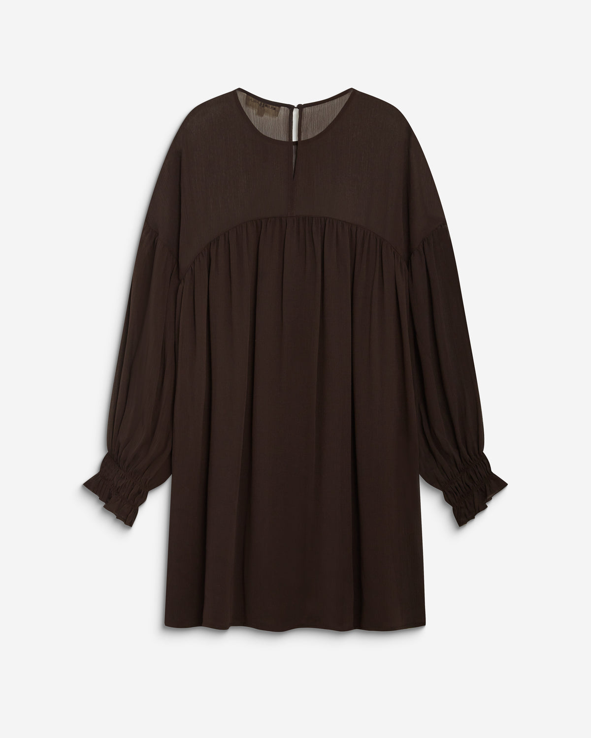 Short sheer-neck dress chocolat Belya