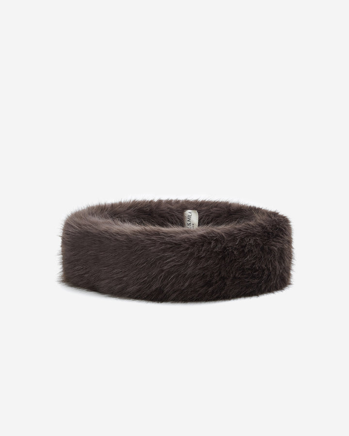 Bandeau en fausse fourrure douce chocolat Bambi