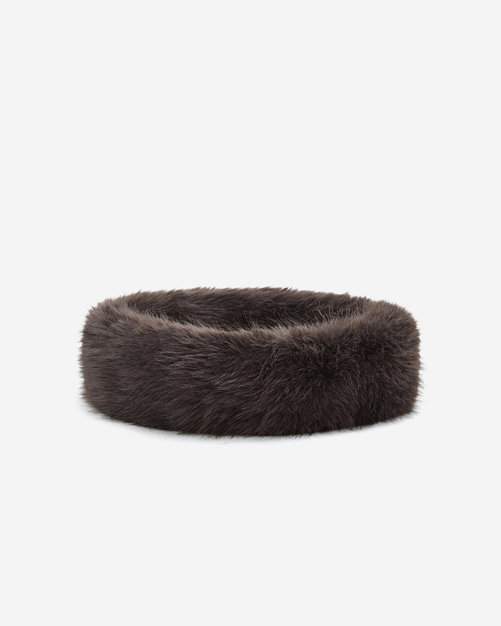Bandeau en fausse fourrure douce chocolat Bambi