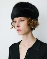Gorro de pelo sintético redondo em pelo sintético preto Benito