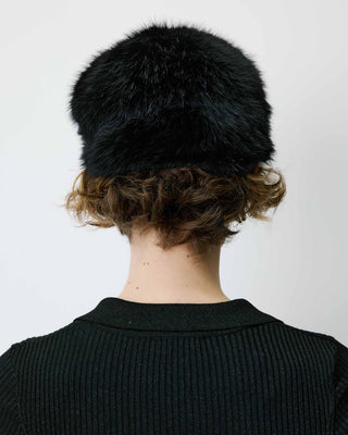 Gorro de pelo sintético redondo em pelo sintético preto Benito