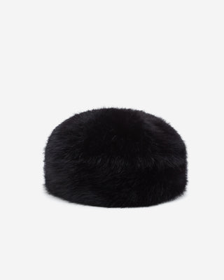 Gorro de pelo sintético redondo em pelo sintético preto Benito