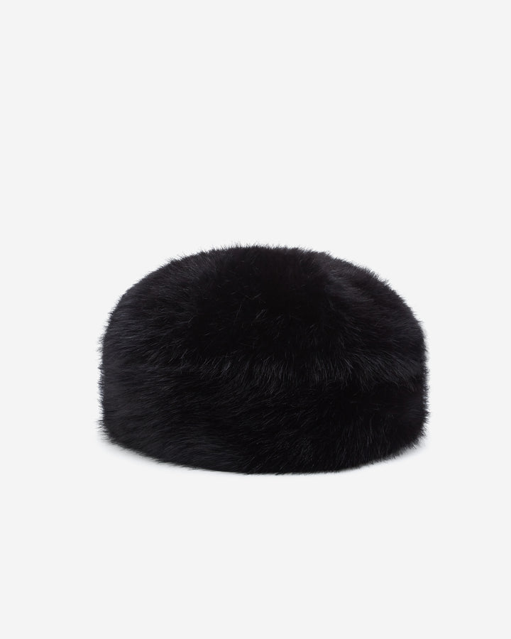 Gorro de pelo sintético redondo em pelo sintético preto Benito