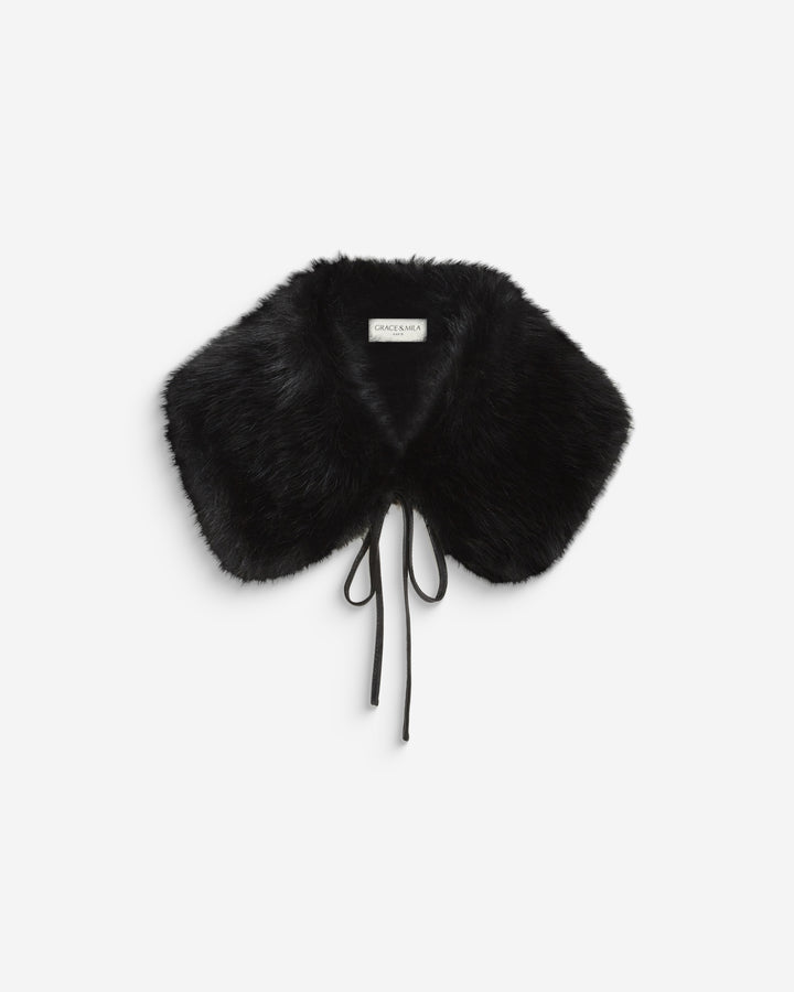 Faux fur collar noir Baron
