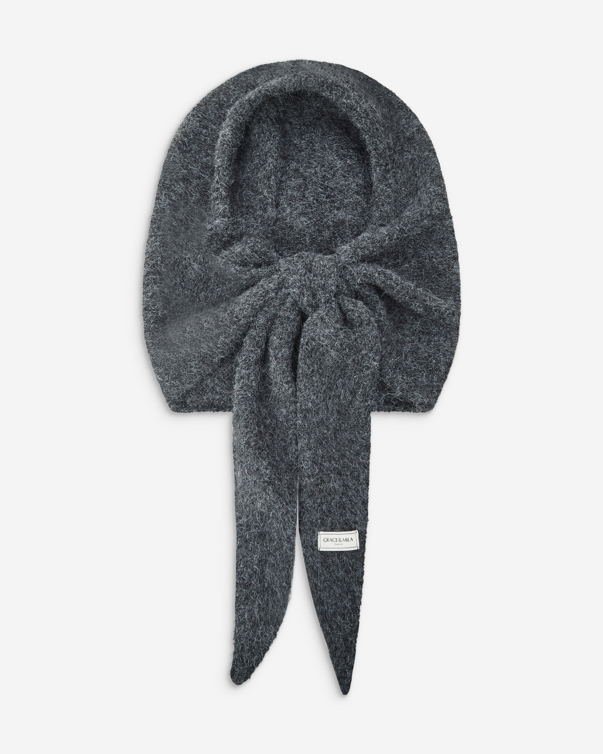 Écharpe capuche en maille tricotée anthracite Briony