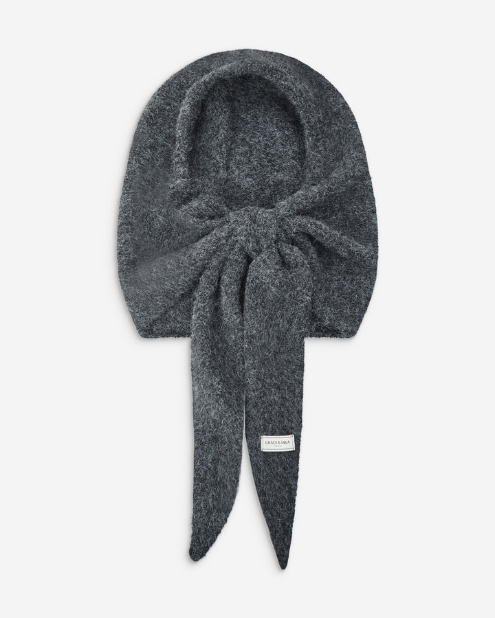 Écharpe capuche en maille tricotée anthracite Briony
