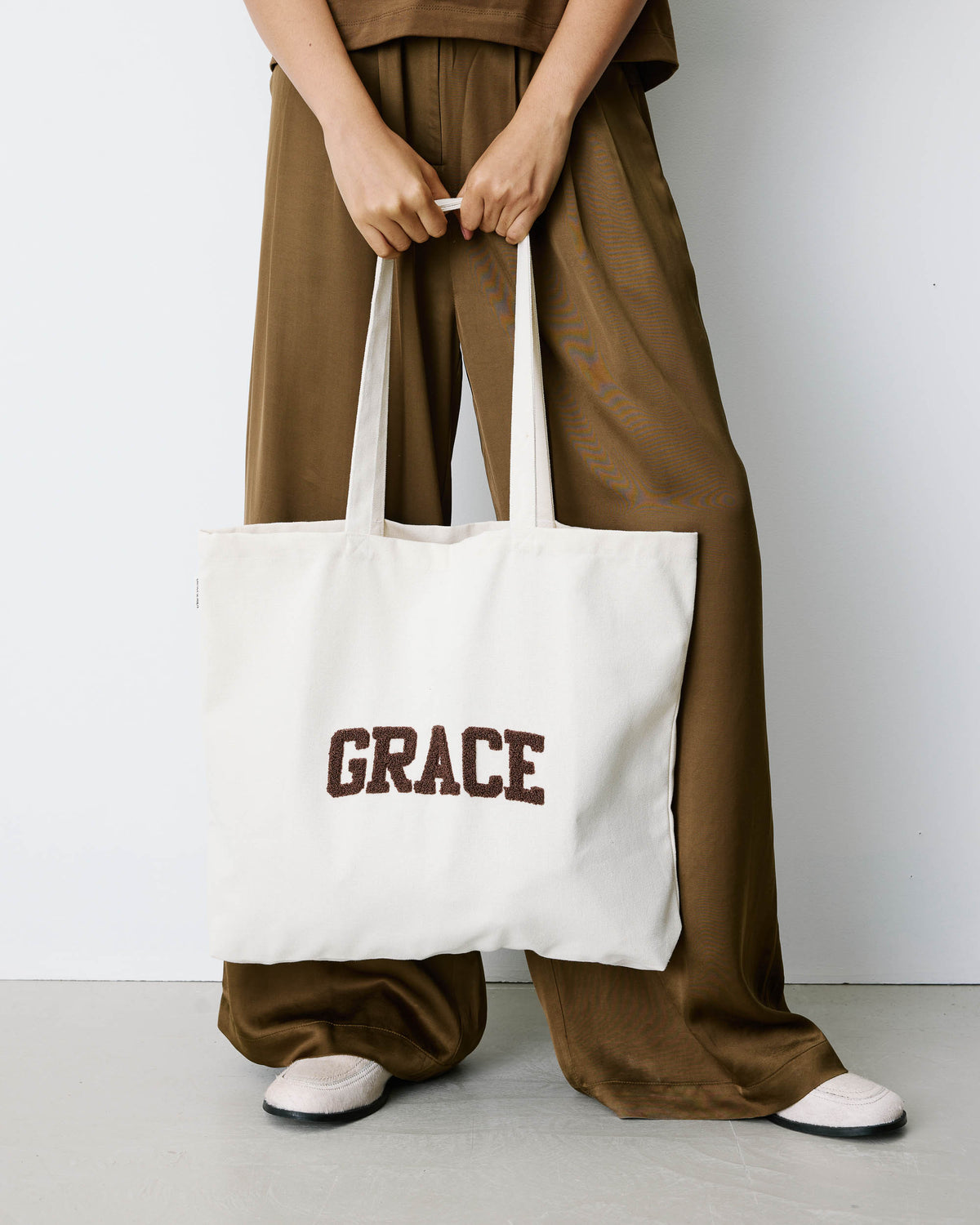Large canvas tote bag ecru Brave