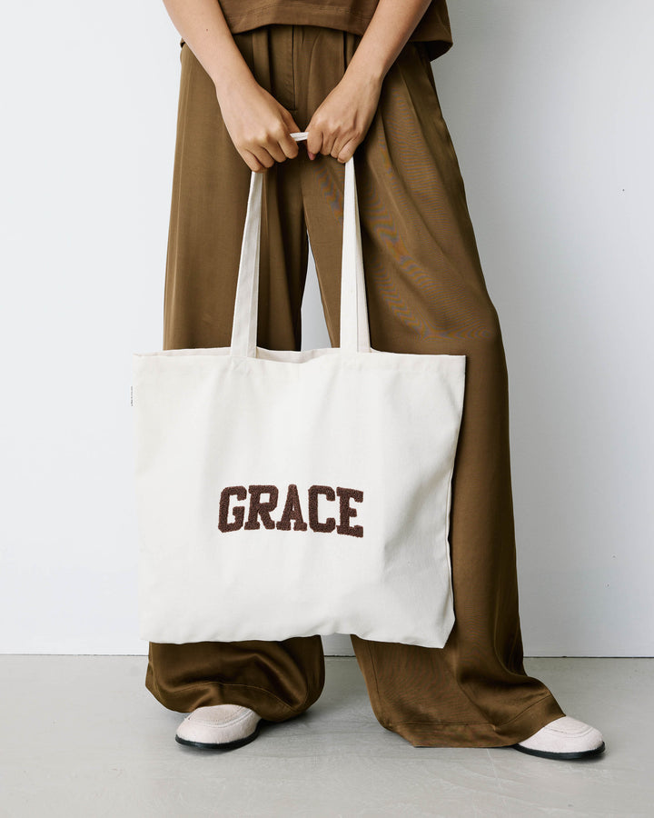 Large canvas tote bag ecru Brave