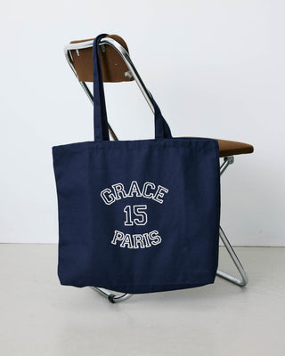 Printed logo canvas tote bag marine Bright