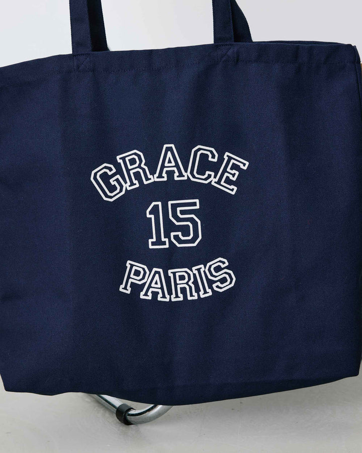 Printed logo canvas tote bag marine Bright