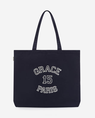 Printed logo canvas tote bag marine Bright