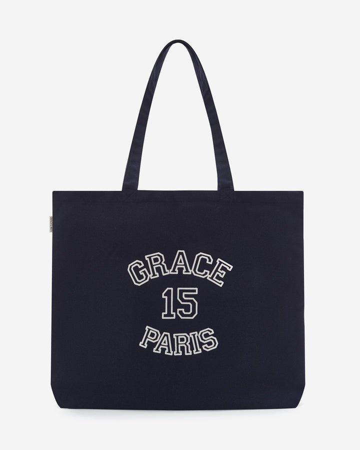 Printed logo canvas tote bag marine Bright