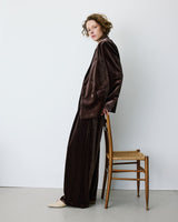 Blazer large en velours à double boutonnage chocolat Bradley