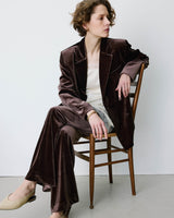 Blazer large en velours à double boutonnage chocolat Bradley