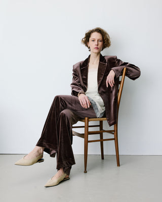 Blazer large en velours à double boutonnage chocolat Bradley