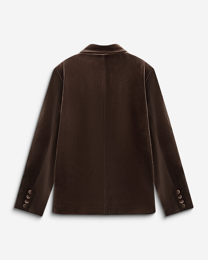 Blazer large en velours à double boutonnage chocolat Bradley