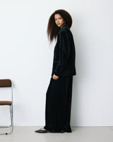 Blazer large en velours à double boutonnage noir Bradley