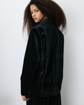 Blazer large en velours à double boutonnage noir Bradley