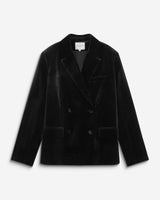 Blazer large en velours à double boutonnage noir Bradley