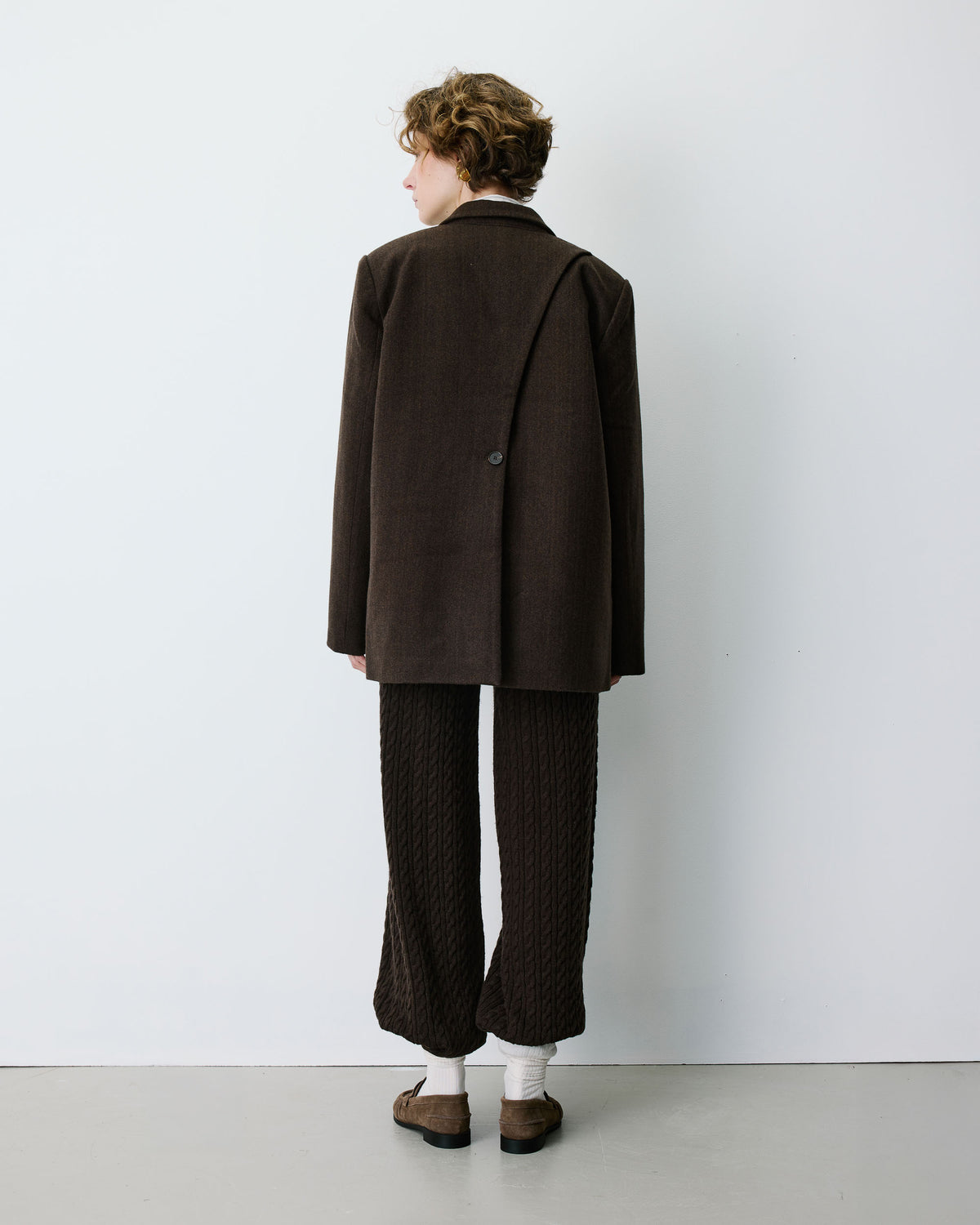 Oversized open-back blazer chocolat Behati