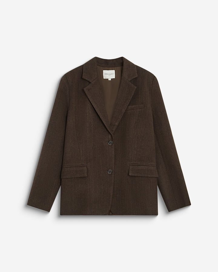 Oversized open-back blazer chocolat Behati