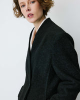 Blazer croisé en laine mélangée sans revers noir Berlin