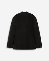 Blazer croisé en laine mélangée sans revers noir Berlin