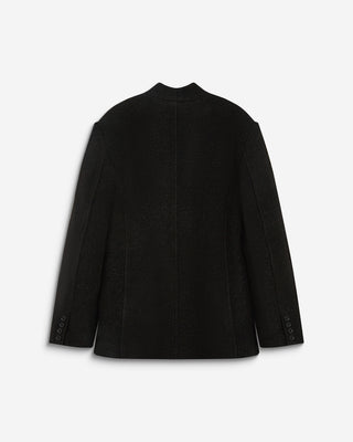 Blazer croisé en laine mélangée sans revers noir Berlin
