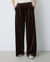 Pantalon tailleur oversize en velours chocolat Benson