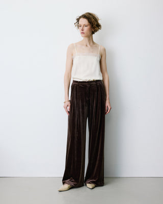 Pantalon tailleur oversize en velours chocolat Benson