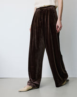 Pantalon tailleur oversize en velours chocolat Benson