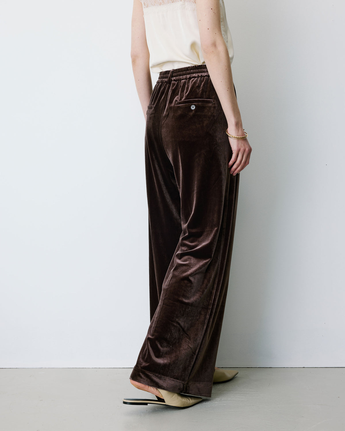 Pantalon tailleur oversize en velours chocolat Benson