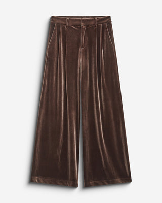 Pantalon tailleur oversize en velours chocolat Benson