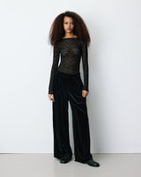 Pantalon tailleur oversize en velours noir Benson