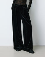 Pantalon tailleur oversize en velours noir Benson