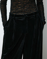 Pantalon tailleur oversize en velours noir Benson