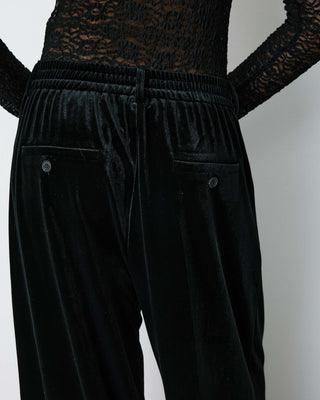 Pantalon tailleur oversize en velours noir Benson